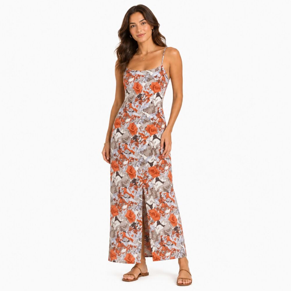 Paper Heart Satin Slip Floral Dress Women Sz M Y2K 90's Glam Botanical Garden